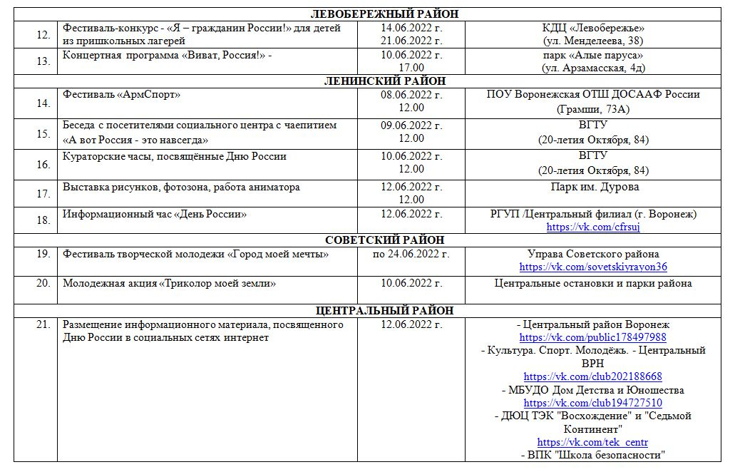 План мероприятий на 27 мая в спб