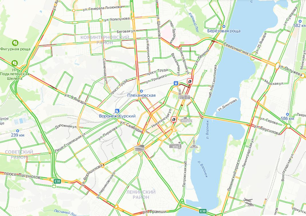 Карта воронежа с пробками онлайн в реальном времени
