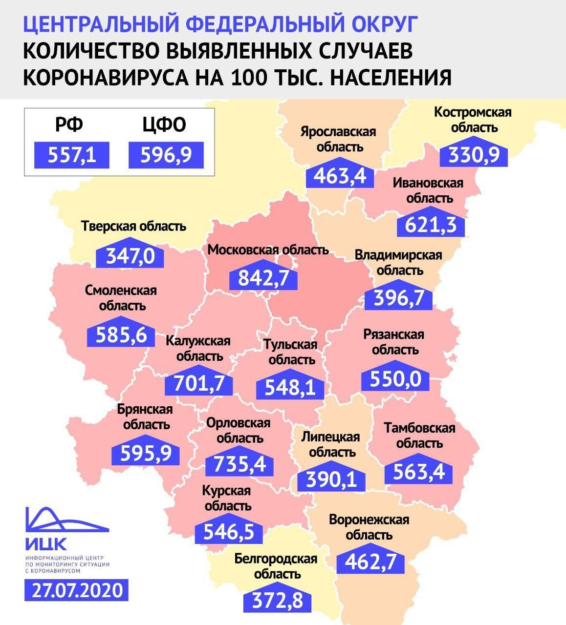 Карта заболеваемости коронавирусом по брянской области