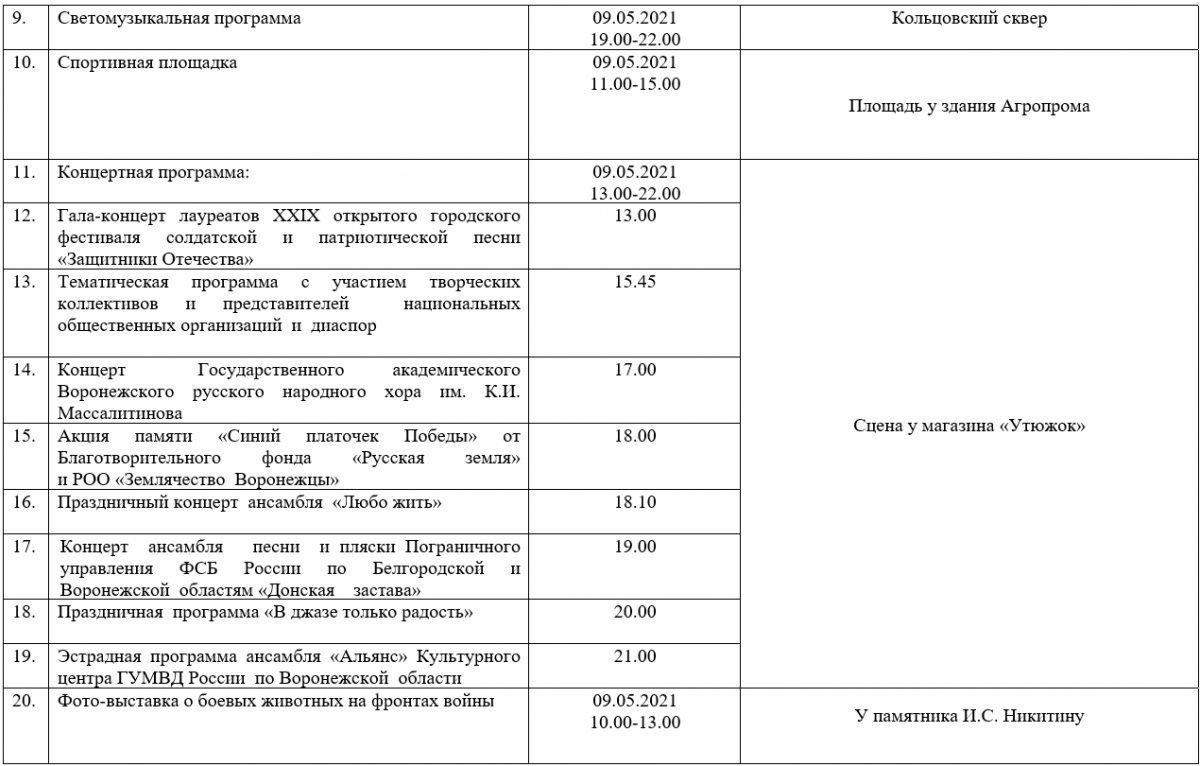 План мероприятий 27 мая спб