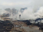 Жуткие последствия масштабного пожара на складе сняли на видео в Воронеже
