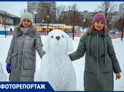 Белого Бима из снега создала знаменитая воронежская семья