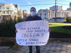 В защиту осужденных по делу ТЦ «Зимняя вишня» воронежец вышел на пикет