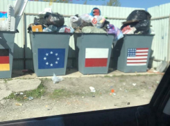 Откуда европейские флаги взялись на мусорных баках, рассказала администрация Новоусманского района 