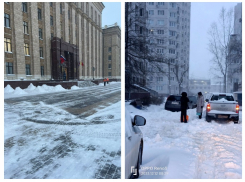 Тротуары под окнами губернатора вылизали до черноты на фоне снежного коллапса в Воронеже