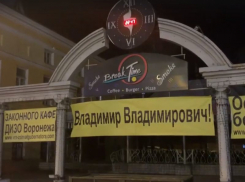 Кафе в центре Воронежа обвешали антиправительственными баннерами