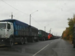 В Сети появилось видео с затором тягачей, нагруженных семечками