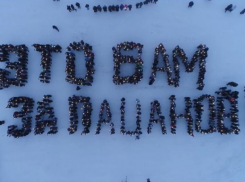 Последние слова воронежского летчика «написали» людьми на снегу