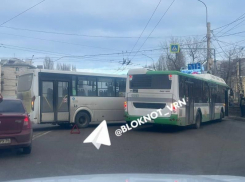 Большая авария с двумя пассажирскими автобусами перекрыла проезд в Воронеже