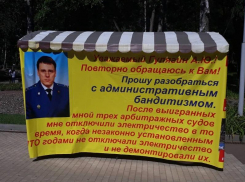 Владелец киоска вновь повесил портрет воронежского прокурора на месте демонтированного баннера 