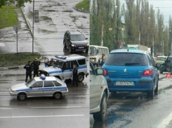В Воронеже полицейская машина столкнулась с «девяткой»