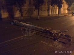 Два столба рухнули ночью на проспекте Революции по неизвестной причине