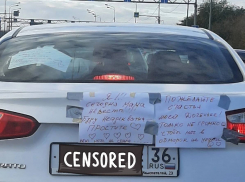 Отвязную надпись мамы невесты заметили на машине в Воронеже