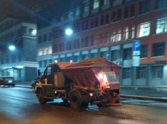 Спецтехника по спасению от гололеда выезжала ночью на улицы Воронежа