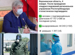 Коронавирус в Воронеже 4 января: +388 инфицированных, сокращение тяжелых форм и приучение населения к маскам