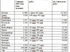 Бюджетные расходы на одного москвича почти в 10 раз выше, чем на воронежца