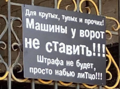Воронежцы пожаловались на вывеску, угрожающую набить «литцо» за парковку у ворот бара «Хлам»