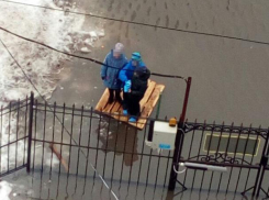Детей на «плоту» сфотографировали в затопленном Воронеже