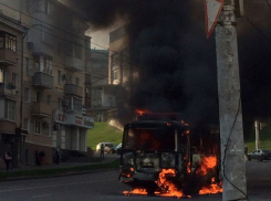 На Степана Разина в Воронеже в страшном пожаре сгорел маршрутный ПАЗик