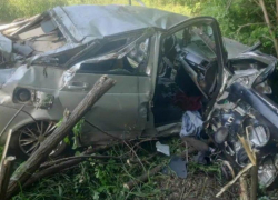 Полицейские показали, что осталось от Lada после смертельного опрокидывания в Воронежской области 