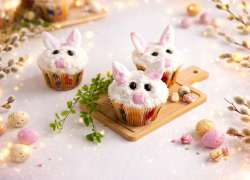 Что приготовить на пасху: кексы «Зайчики»