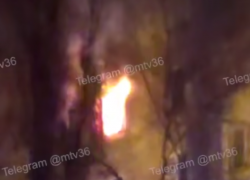 Ночной пожар попал на видео в Воронеже