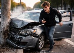 Воронежец хотел эффектно подкатить к девушке, но влетел в столб 