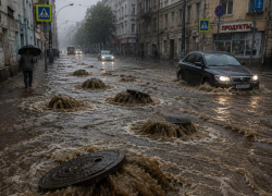 Нечистоты затапливают одну из улиц Воронежа даже при малейшем дожде