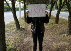 Девушка вышла на одиночный пикет с обращением к губернатору Воронежской области