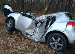 Автомобилистка погибла, «намотав» Volkswagen Golf на дерево под Воронежем