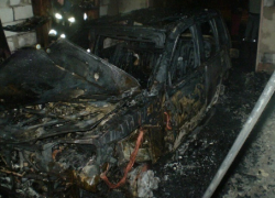 В Воронеже в Советском районе дотла сгорел гараж с иномаркой 