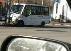 Поцелуй маршрутки и фонарного столба попал на фото в Воронеже
