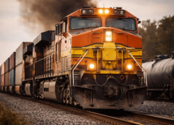 Грузовой поезд снес легковушку на ж/д переезде в Воронежской области