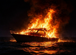 Самодельное судно загорелось ночью в Воронеже