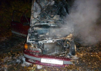 В Воронеже ночью огонь спалил дотла автомобиль ВАЗ-2114