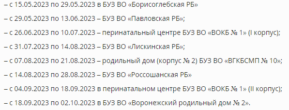 График закрытия роддомов в 2024 году