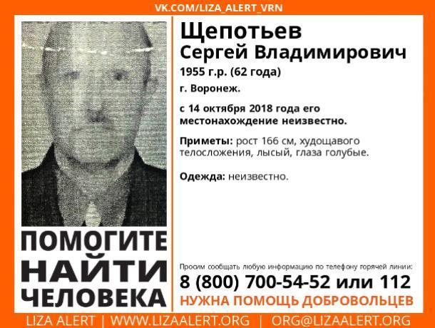 В Воронеже ищут 62-летнего лысого мужчину