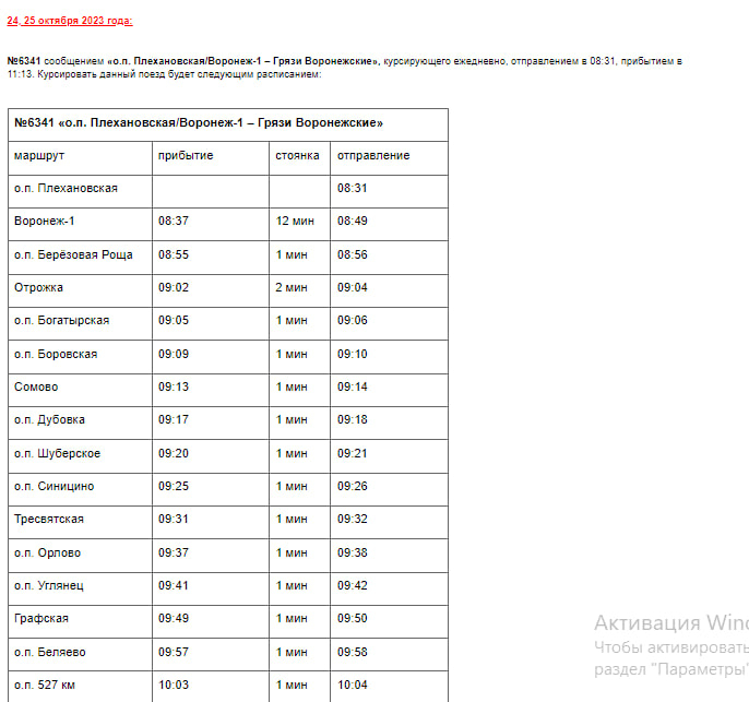 Электричка лиски россошь расписание