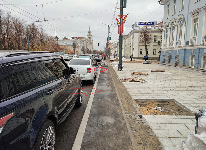 Колонна воронеж. Велодорожки в Воронеже на проспекте революции Воронеж.