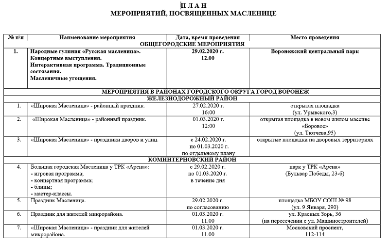 Мероприятия в воронеже на масленицу 2024. План мероприятий на Масленицу. План проведения Масленицы. План мероприятий на масленичную неделю. План подготовки Масленицы.