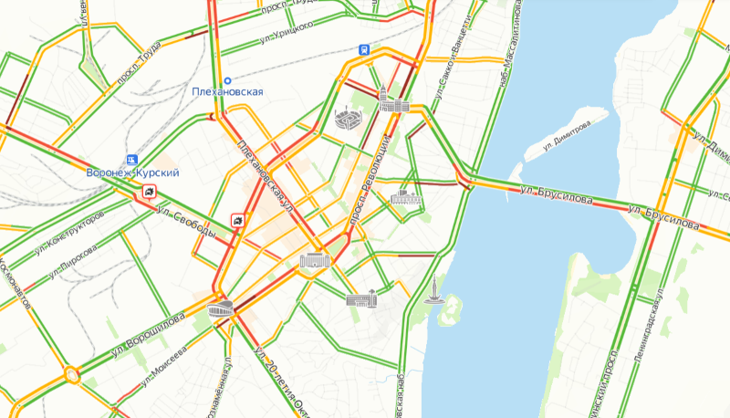 Пробки воронеж сейчас онлайн карта