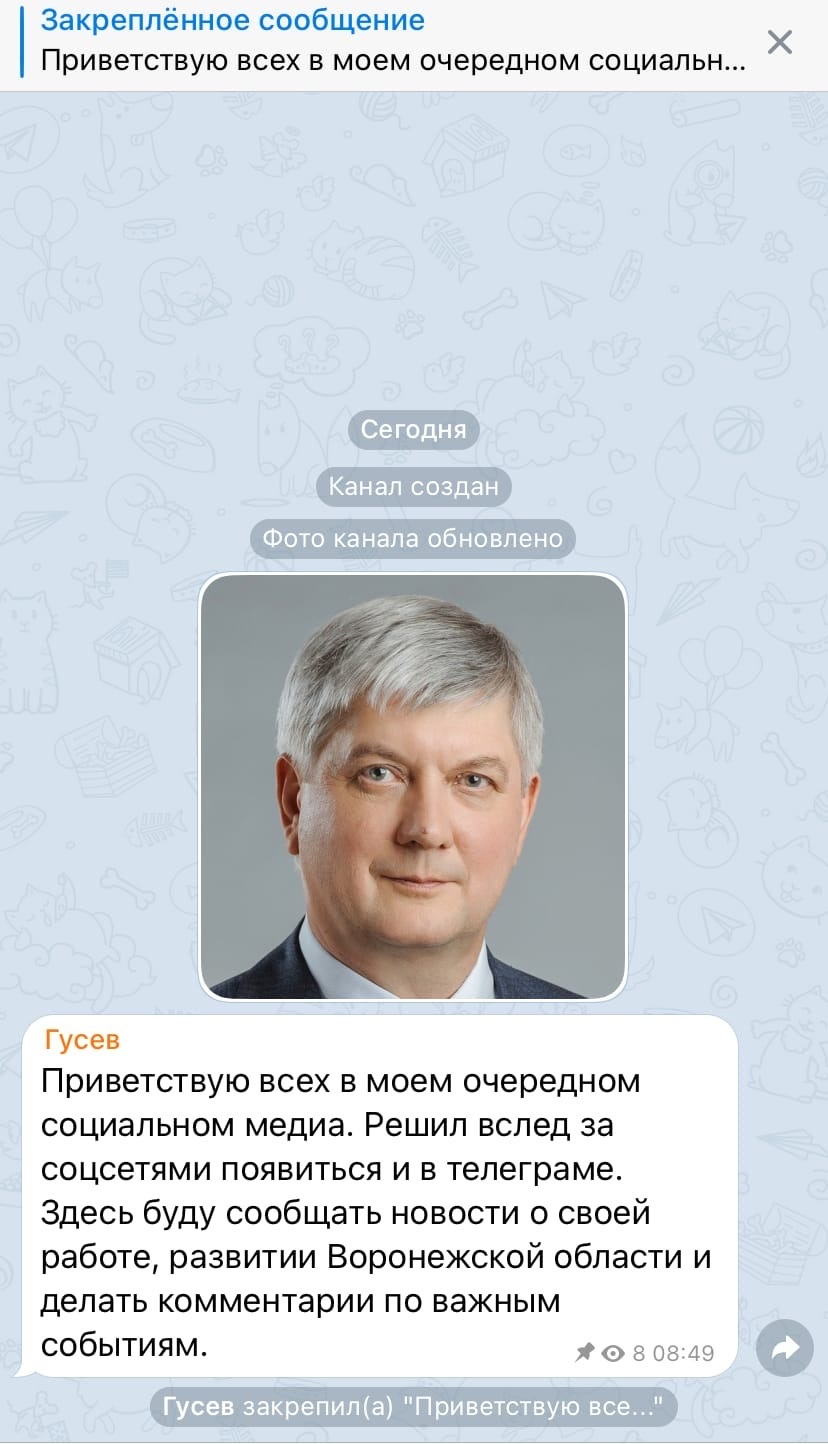 Гусев губернатор воронежской телеграмм