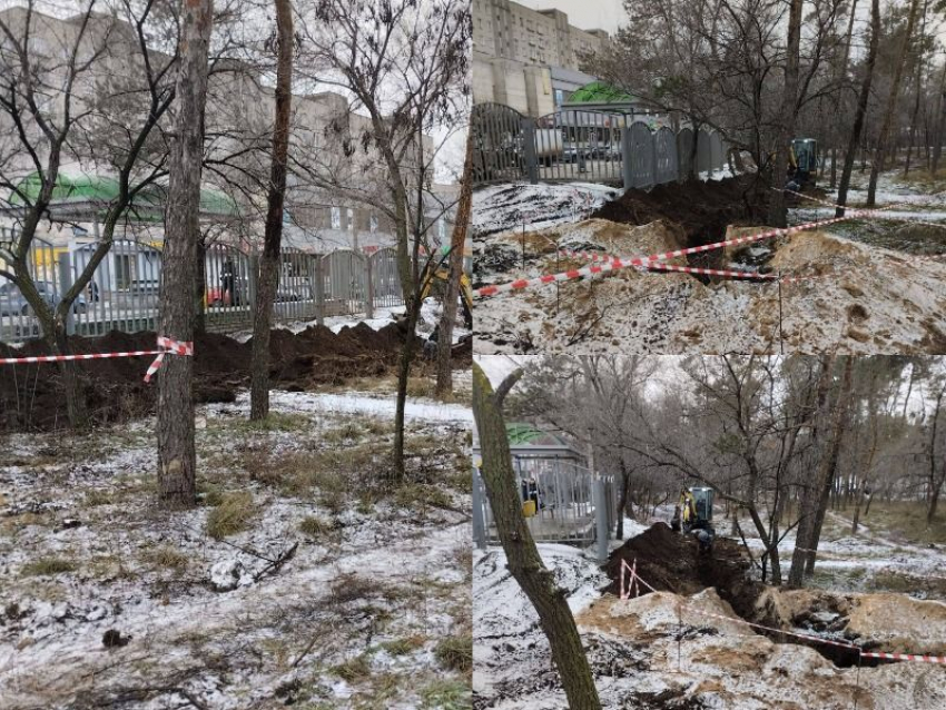 Незаконные земляные работы заметили вблизи обновляемого парка «Танаис» в Воронеже