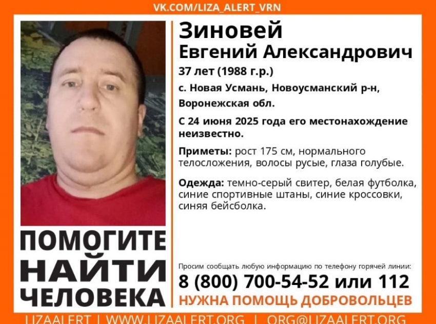 Мужчина в сером свитере бесследно исчез в Воронежской области