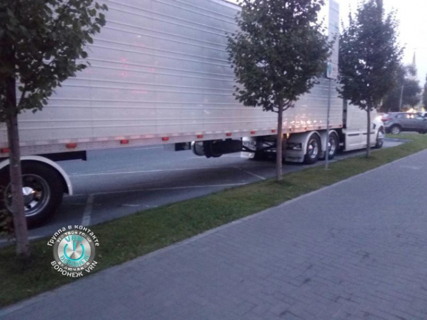 Элитный тягач занял всю платную парковку в Воронеже и попал  на фото 