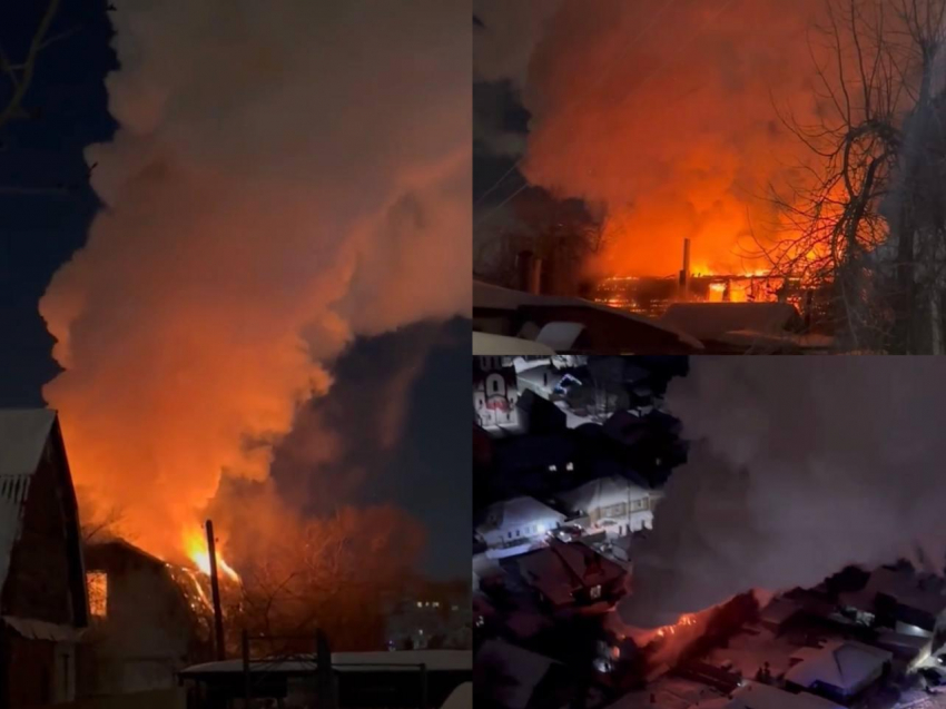 Жуткий пожар попал на видео в Воронеже
