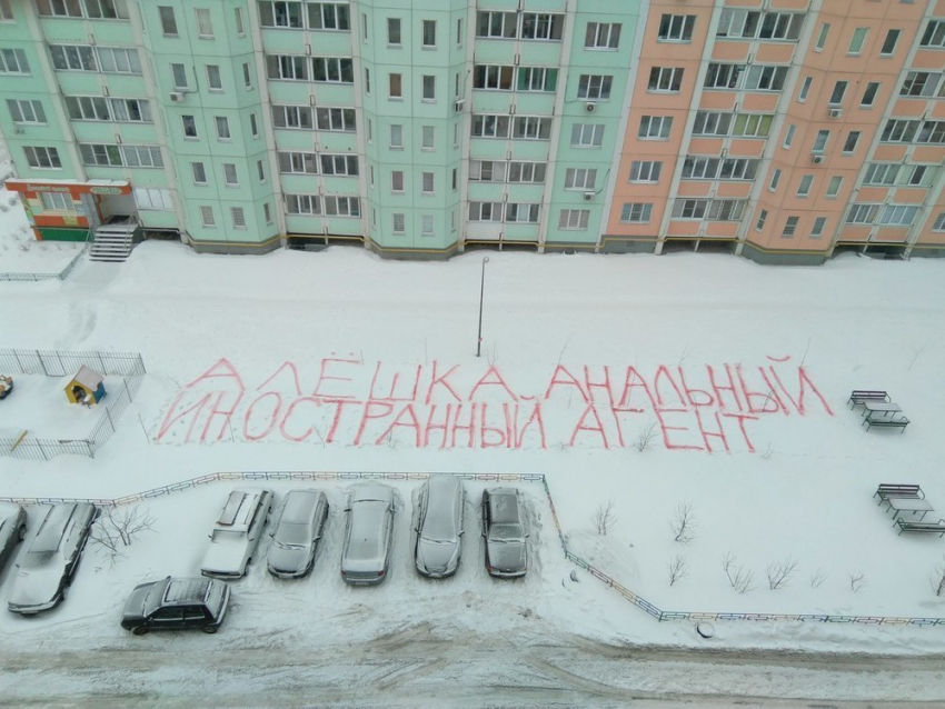 В воронежском дворе появилась огромная надпись в честь «Алешки Анального» 