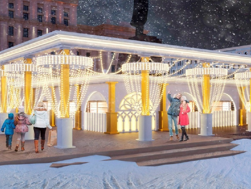 Как украсят площадь Ленина к Новому году 2020 в Воронеже