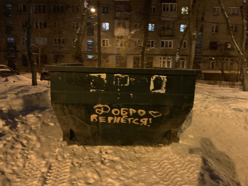 Позитивный мусорный контейнер обнаружили посреди серой действительности Воронежа