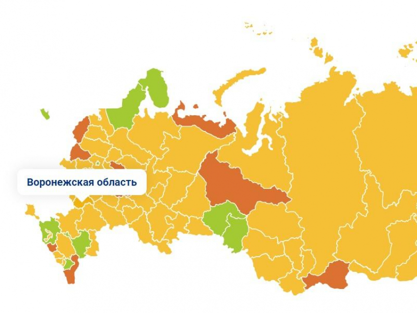 Воронежскую область нанесли на онлайн-карту выхода России из самоизоляции